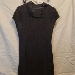 Knit sweater with button cowl type collar